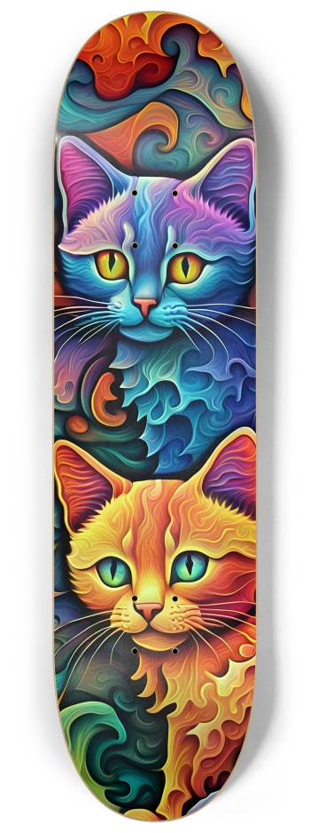 Psychedelic Airbrush Fractal Kittens 0001 #1 8-1/4 Skateboard Deck