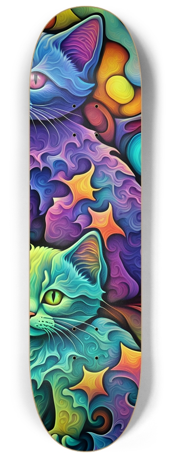 Psychedelic Airbrush Fractal Kittens 0001 #3 8-1/4 Skateboard Deck