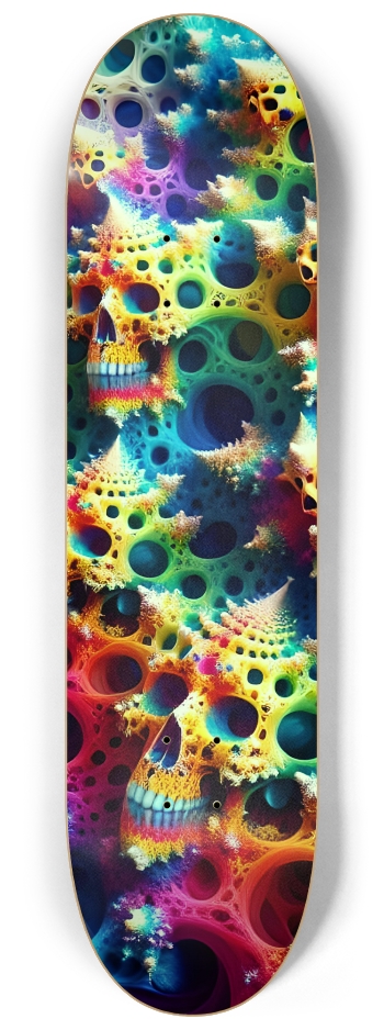 Psychedelic Airbrush Fractal Skulls 0002 #1 8-1/4 Skateboard Deck