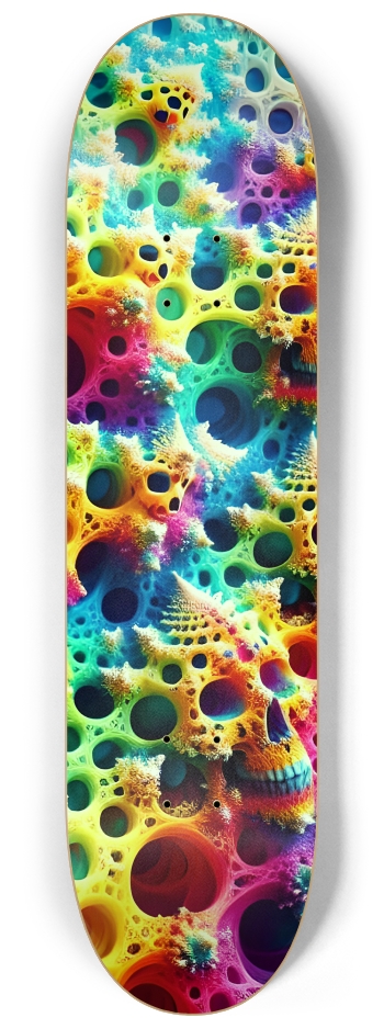 Psychedelic Airbrush Fractal Skulls 0002 #3 8-1/4 Skateboard Deck