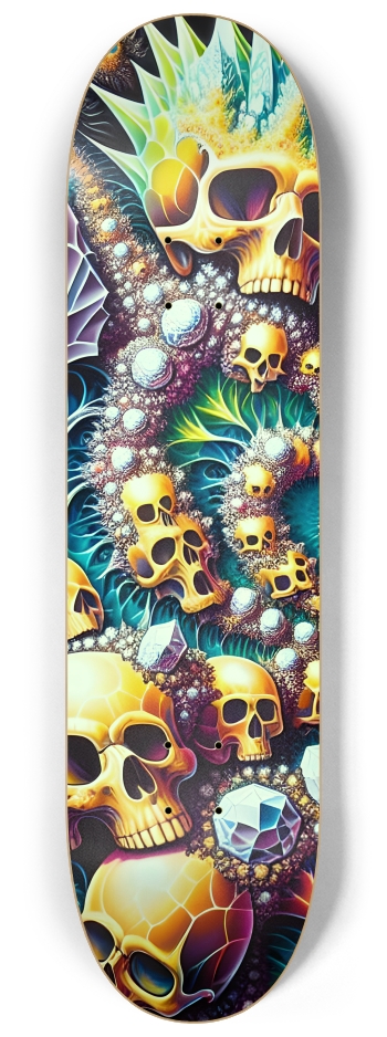 Psychedelic Airbrush Fractal Skulls 0003 #1 8-1/4 Skateboard Deck