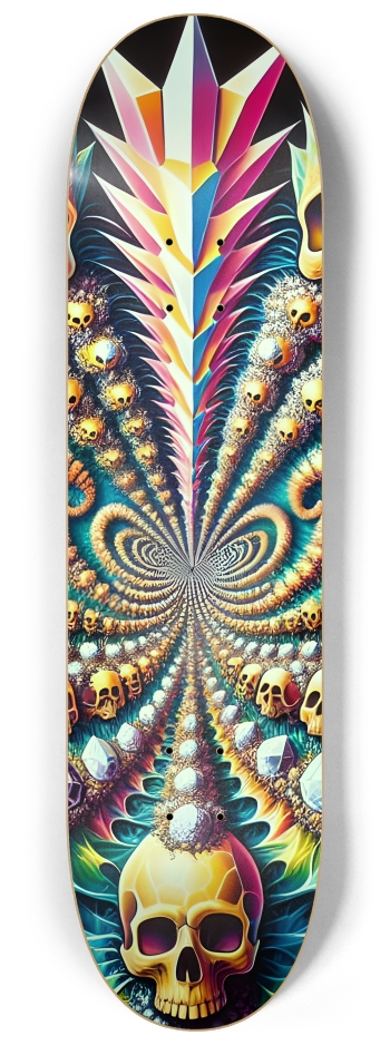 Psychedelic Airbrush Fractal Skulls 0003 #2 8-1/4 Skateboard Deck