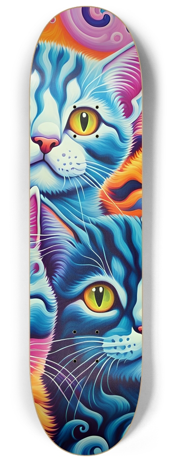 Psychedelic Airbrush Kitten in Tree 0004 #2 8-1/4 Skateboard Deck