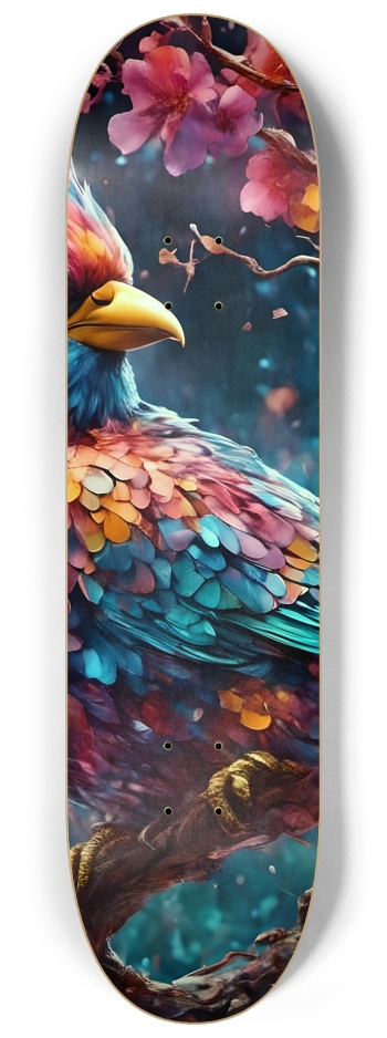 Psychedelic Airbrush Bird in Tree 0002 #2 8-1/4 Skateboard Deck