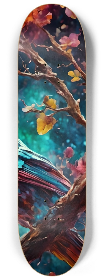 Psychedelic Airbrush Bird in Tree 0002 #3 8-1/4 Skateboard Deck