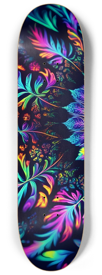 Psychedelic Airbrush Black Light Fractal Flower 0001 #1 8-1/4 Skateboard Deck