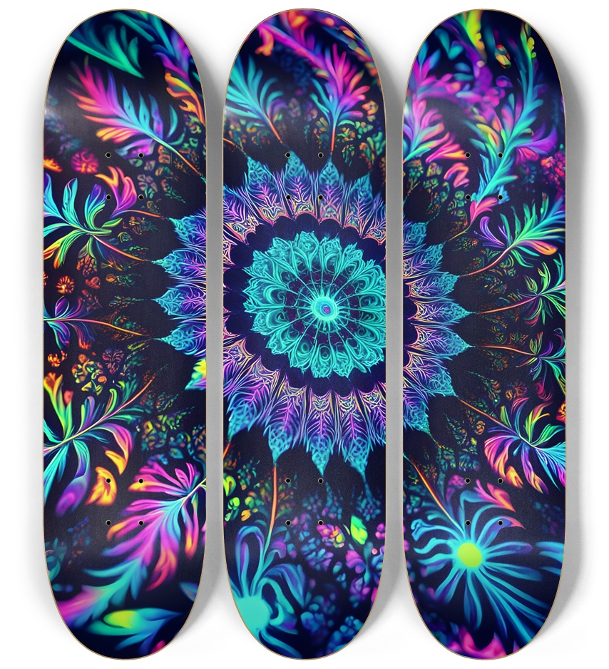 Psychedelic Airbrush Black Light Fractal Flower 0001