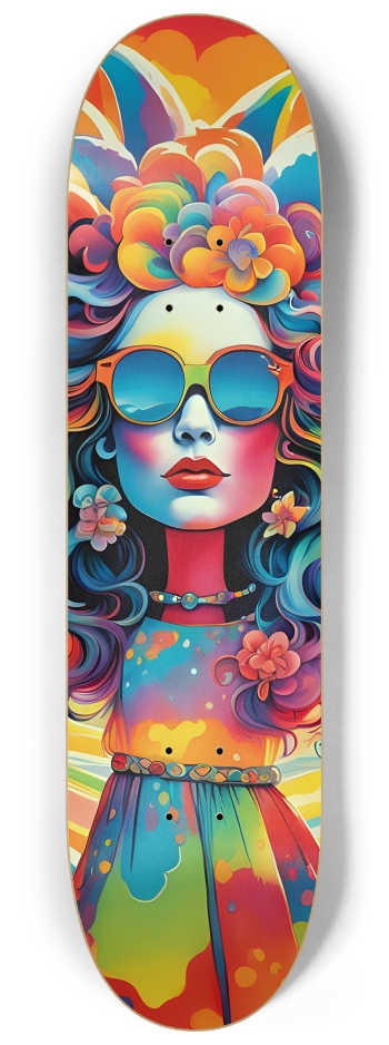 Psychedelic Airbrush Lady with Sunglasses 0001 #2 8-1/4 Skateboard Deck