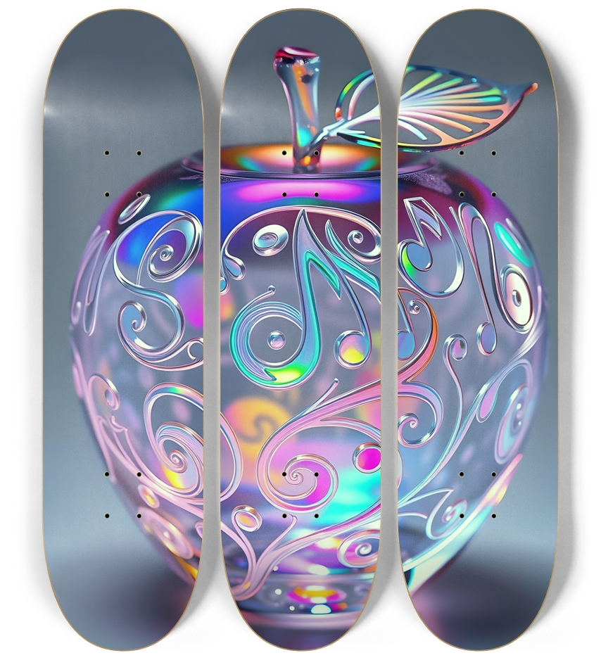 Psychedelic Airbrush Glass Apple 0001 3 Deck Wall Series