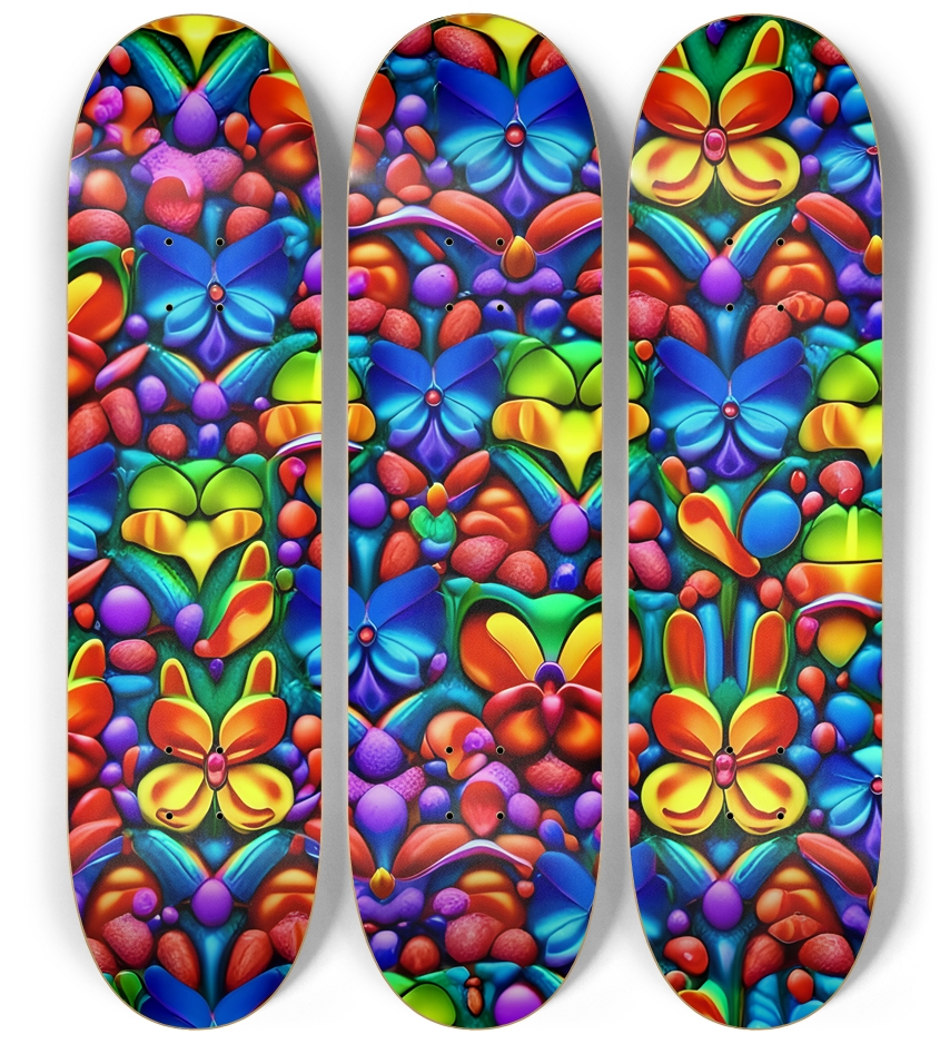 Psychedelic Airbrush Butterflies 0002 3 Deck Wall Series