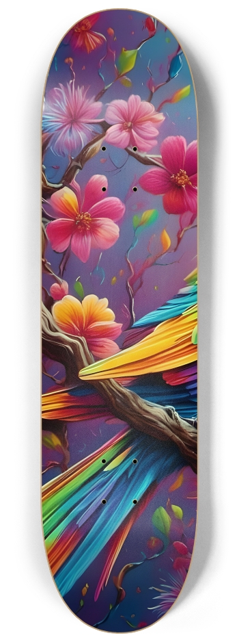 Psychedelic Airbrush Bird in Tree 0001 #1 8-1/4 Skateboard Deck