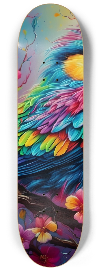 Psychedelic Airbrush Bird in Tree 0001 #2 8-1/4 Skateboard Deck