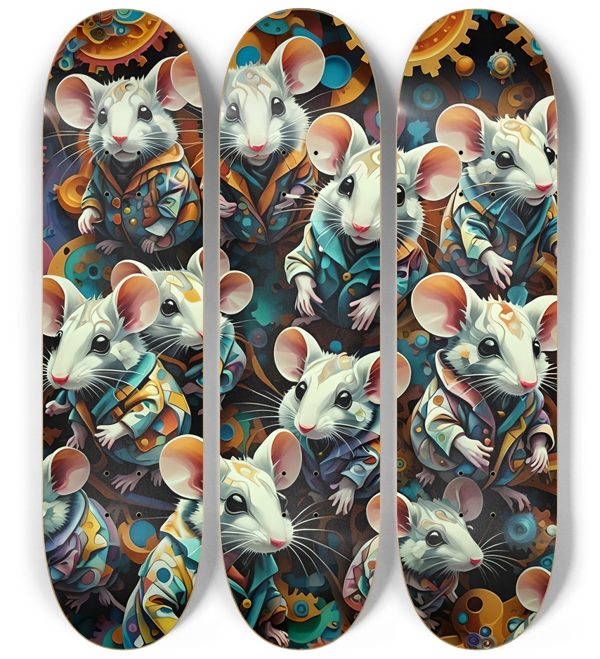 Psychedelic Airbrush Lab Mice 0001 3 Deck Wall Series
