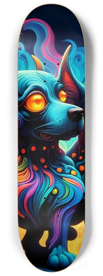 Psychedelic Airbrush Dogs See Squirrel 0001 #2 8-1/4 Skateboard Deck