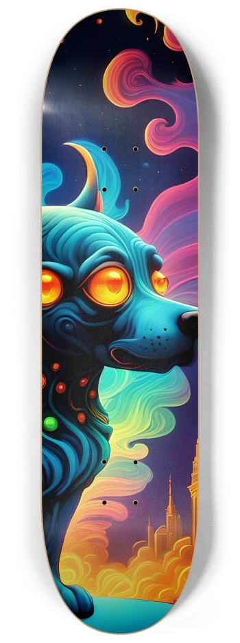 Psychedelic Airbrush Dogs See Squirrel 0001 #3 8-1/4 Skateboard Deck