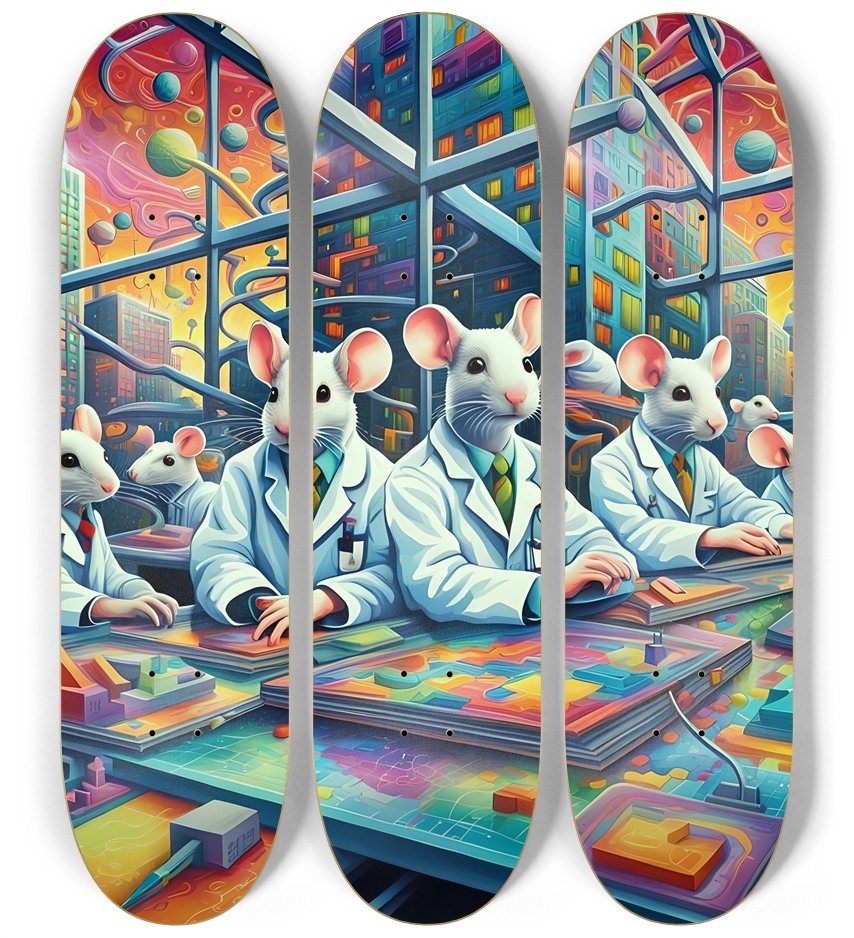 Psychedelic Airbrush Lab Mice 0002 3 Deck Wall Series