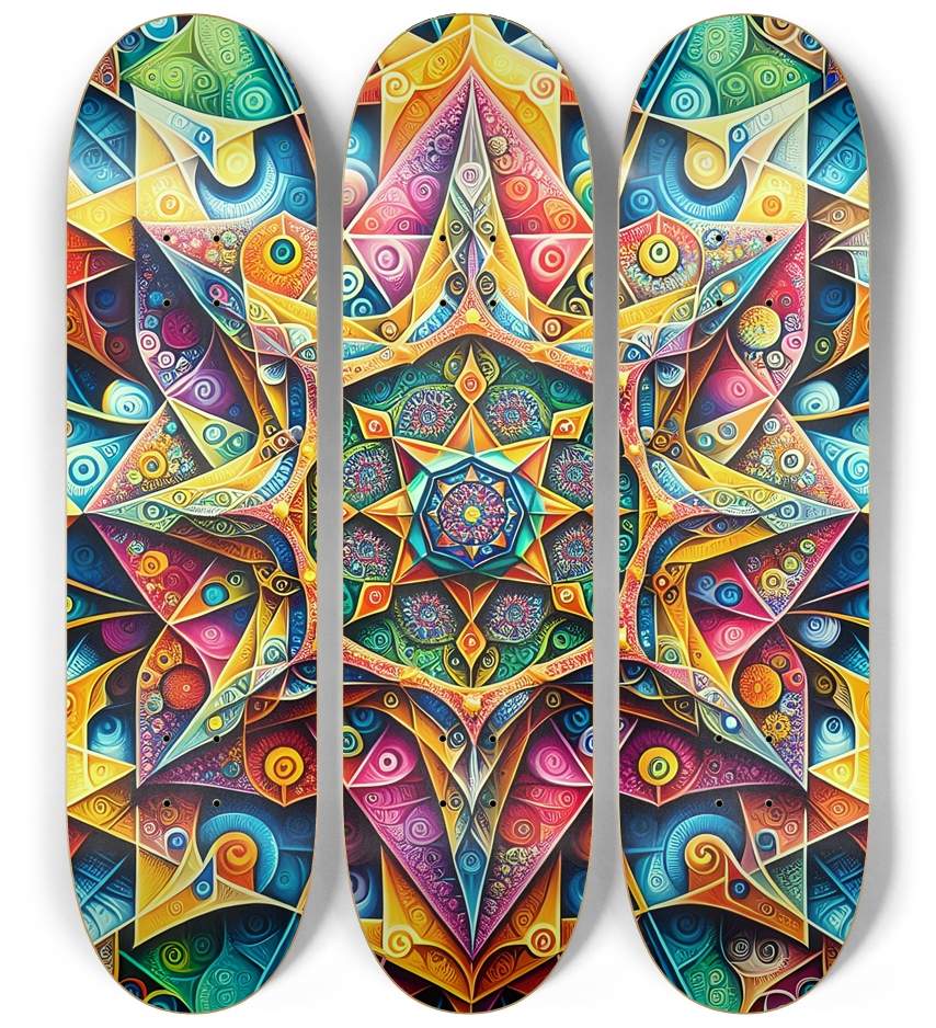Psychedelic Airbrush Fractal Star of David 0001 3 Deck Wall Series