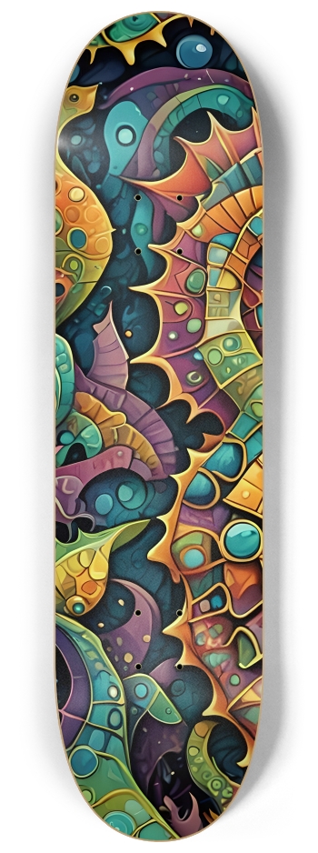 Psychedelic Airbrush Fractal Seahorses 0002 #1 8-1/4 Skateboard Deck