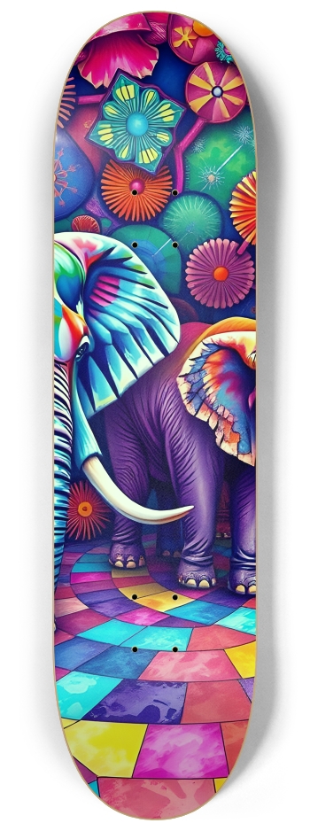 Psychedelic Airbrush Elephants 0001 #2 8-1/4 Skateboard Deck
