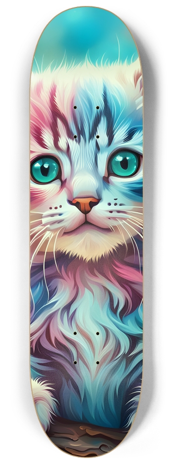 Psychedelic Airbrush Kitten in Tree 0003 #2 8-1/4 Skateboard Deck