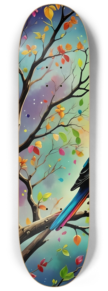 Psychedelic Airbrush Bird in Tree 0003 #1 8-1/4 Skateboard Deck
