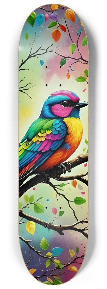 Psychedelic Airbrush Bird in Tree 0003 #2 8-1/4 Skateboard Deck