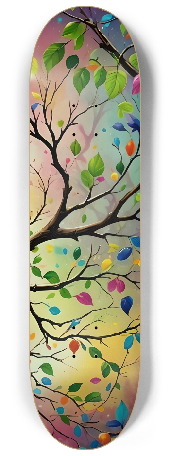 Psychedelic Airbrush Bird in Tree 0003 #3 8-1/4 Skateboard Deck