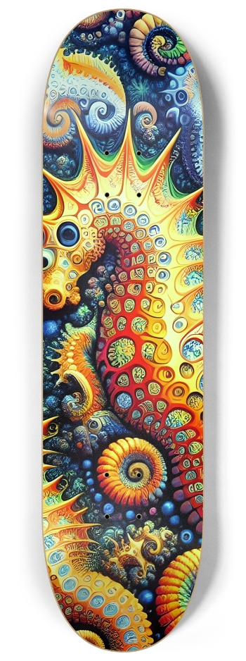 Psychedelic Airbrush Fractal Seahorses 0001 #2 8-1/4 Skateboard Deck