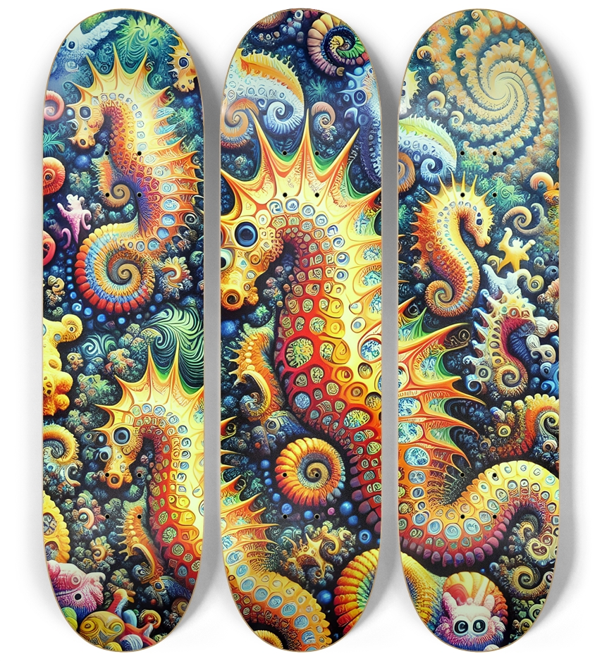 Psychedelic Airbrush Fractal Seahorses 0001