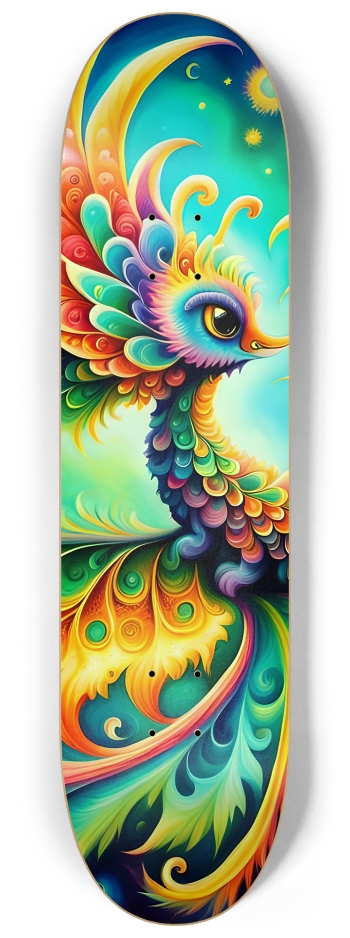 Psychedelic Airbrush Bird 0001 #2 8-1/4 Skateboard Deck