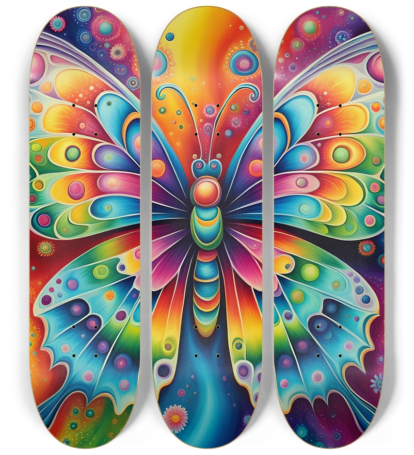 Psychedelic Airbrush Butterfly 0001 3 Deck Wall Series