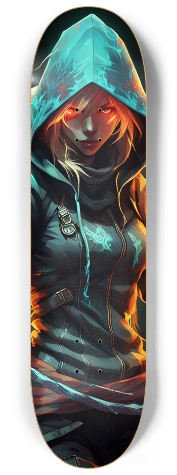Fiery Hooded Blond Assassin 0001 8-1/4 Skateboard Deck