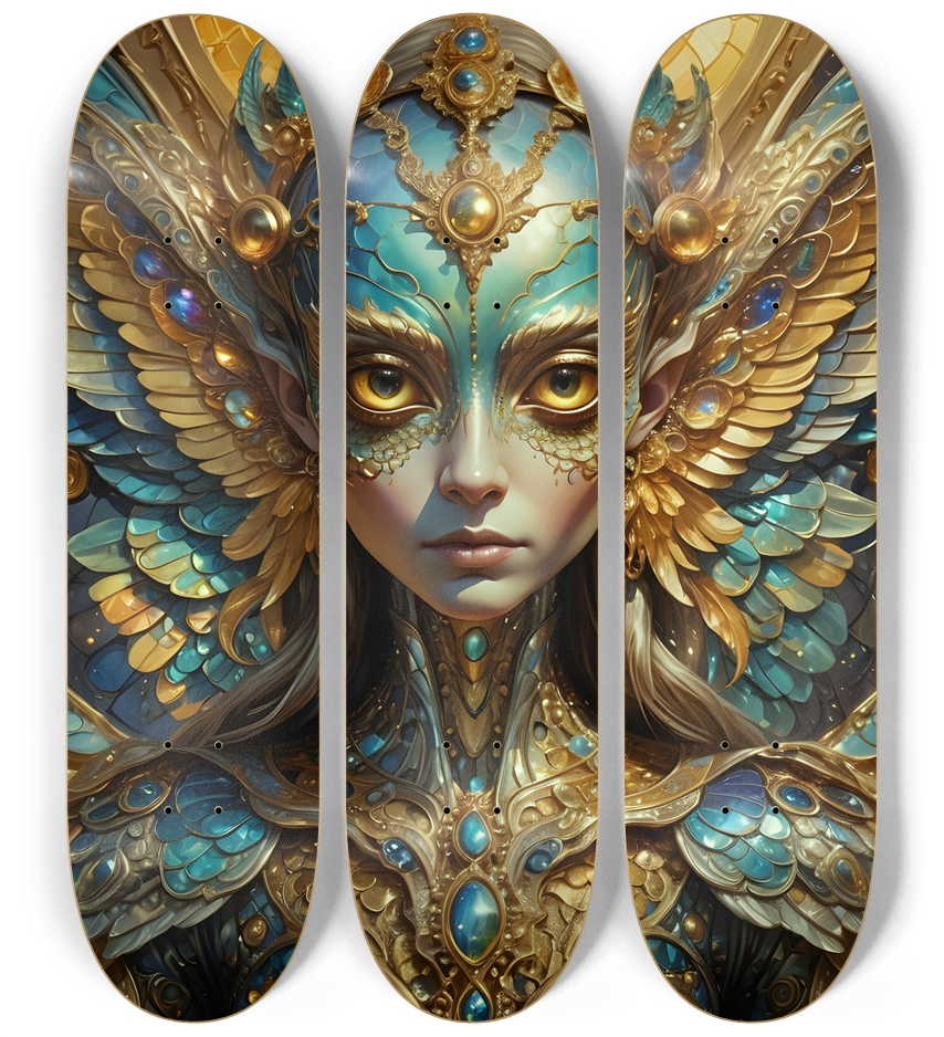 Elegant Winged Alien 0002 3 Deck Wall Series