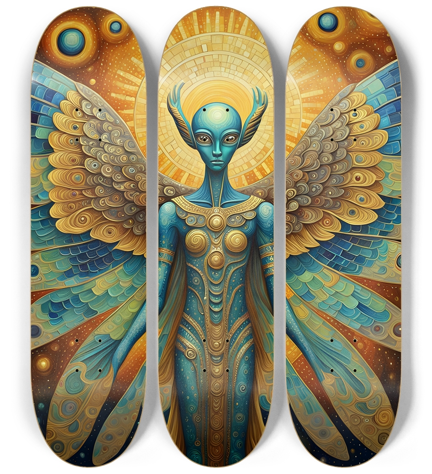Elegant Winged Alien 0001 3 Deck Wall Series