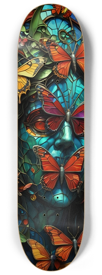 Neon Psychedelic Stained-Glass Creature +  Butterflies 001 #2