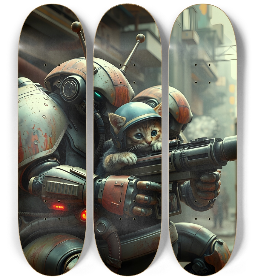 Battle Slug with Mittens the Kitten 0001 3 Deck Wall Series