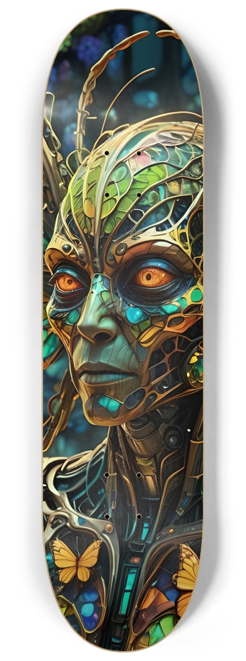 Neon Psychedelic Stained-Glass Creature + Butterflies 002 #2 8-1/4 Skateboard Deck