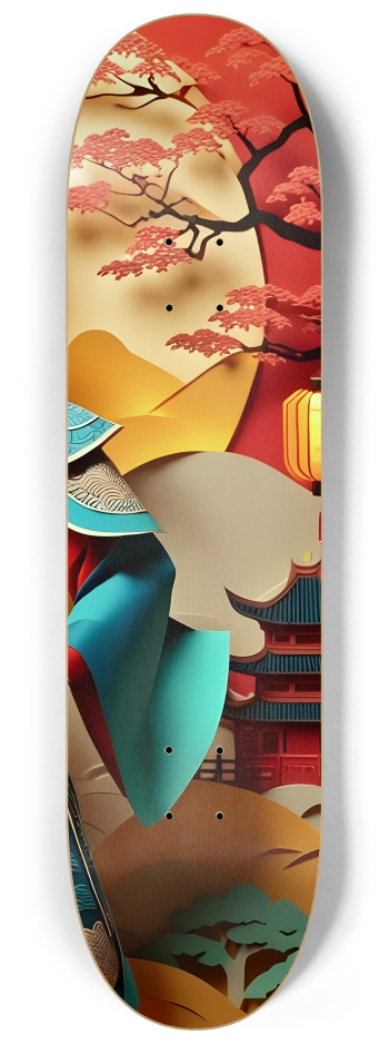 Asian Papercraft Scene 0003 #3 8-1/4 Skateboard Deck