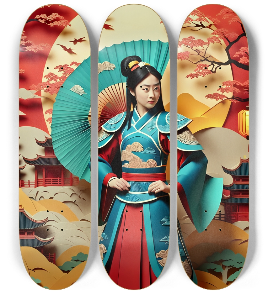 Asian Papercraft Scene 0003 3 Deck Wall Series