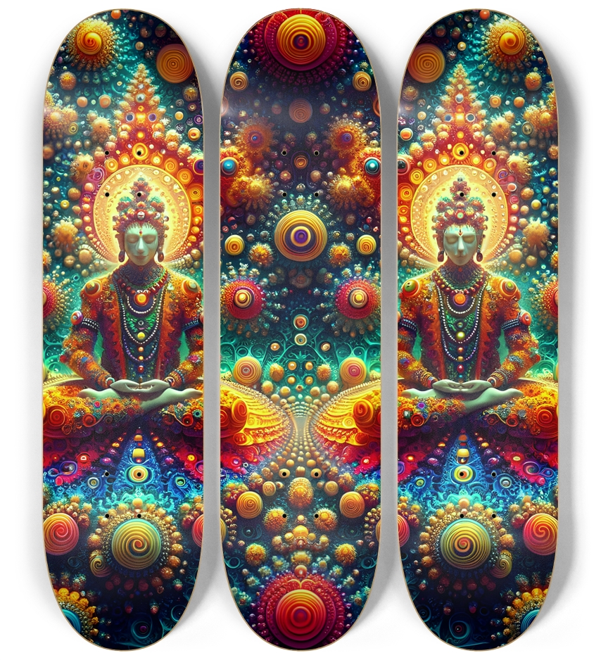 Psychedelic Dual Fractal Zen Meditation 0001 3 Deck Wall Series