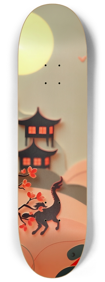 Asian Papercraft Scene 0001 #1 8-1/4 Skateboard Deck