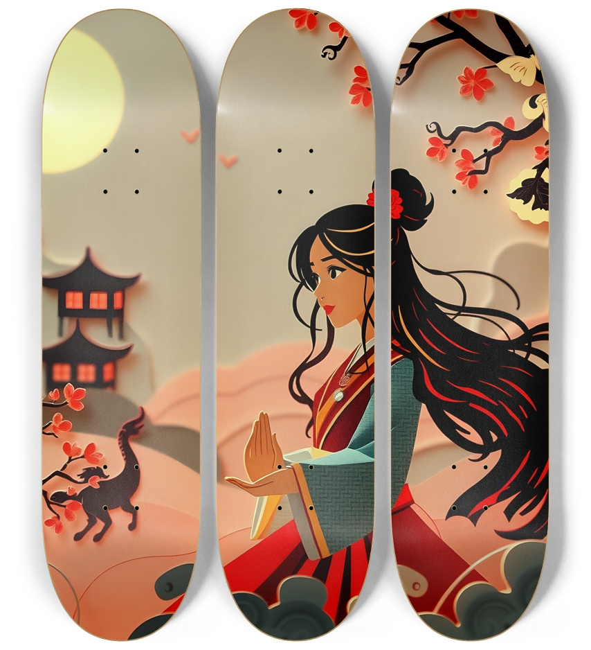 Asian Papercraft Scene 0001 3 Deck Wall Series