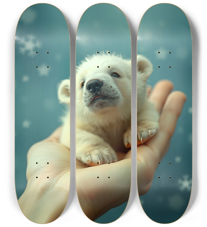 Polar Bear Cub Handful 0001 3 Deck Wall Series