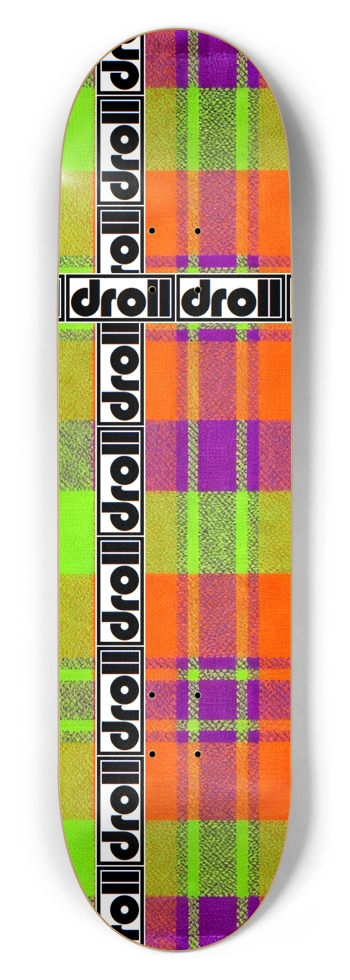 tartan droll strip neon yellow, fire orange, purple 8-1/2 Skateboard Deck