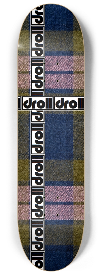 tartan droll strip midnight blue, pink, mustard 8-1/4 Skateboard Deck