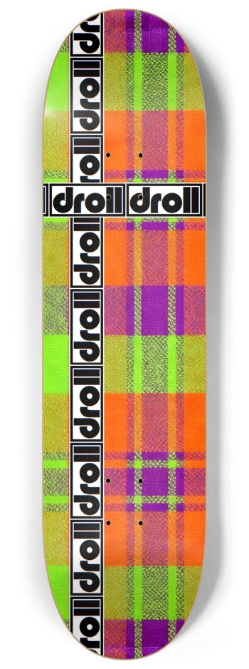 tartan droll strip neon yellow, fire orange, purple 8-1/4 Skateboard Deck