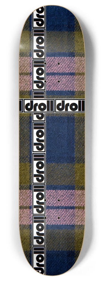 tartan droll strip midnight blue, pink, mustard 8 Inch Skateboard Deck