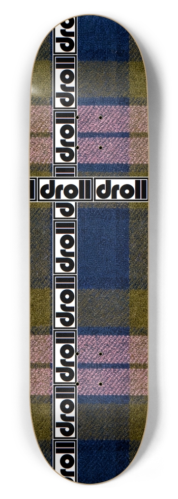 tartan droll strip midnight blue, pink, mustard 8-1/2 Skateboard Deck