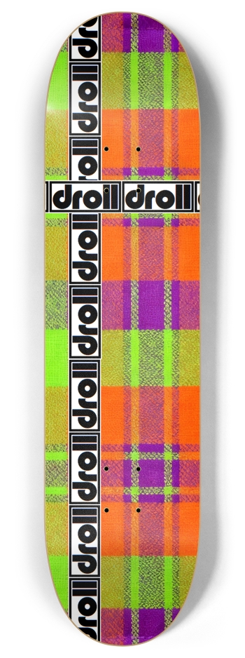 tartan droll strip neon yellow, fire orange, purple 8 Inch Skateboard Deck