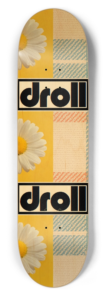 3 daisies, plaid baby blue, salmon 8-1/2 Skateboard Deck